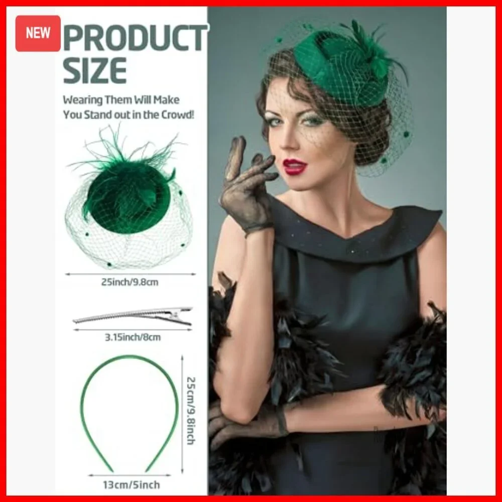6 Pack Fascinator Hats Derby Style Mesh Feather Hair Clip Wedding Party